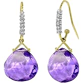 Galaxy Gold GG 14k Solid Gold Diamond-Amethyst Fish hook Earrings