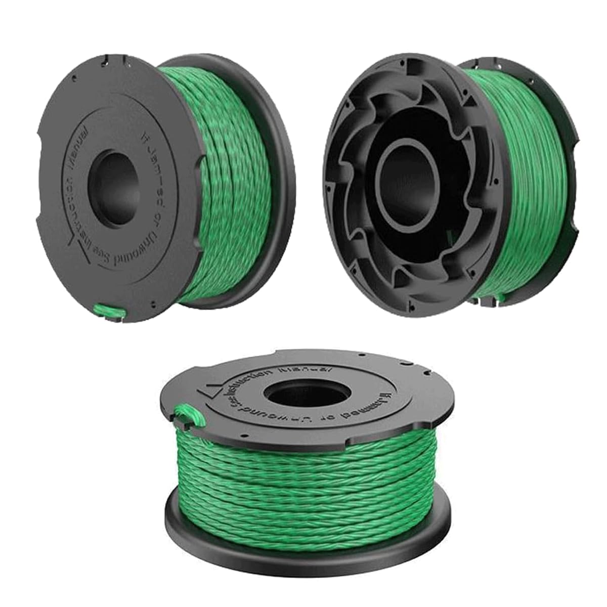 DZANS Black and Decker A6486 Strimmer Spool for GL7033, GL8033-QS, STC5433PC-QW, STC5433B-QW 2 mm Diameter 6 m Long with Cap 90583594 (3 Spools)