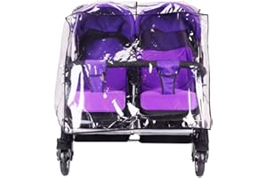 IBLUELOVER Twin Rain Cover for Double Stroller Universal Waterproof Side by Side Baby Stroller Rain Cover Pram Protection Raincoat Outdoor Clear PVC Pushchair Weather Shield Protector for Dust Snow