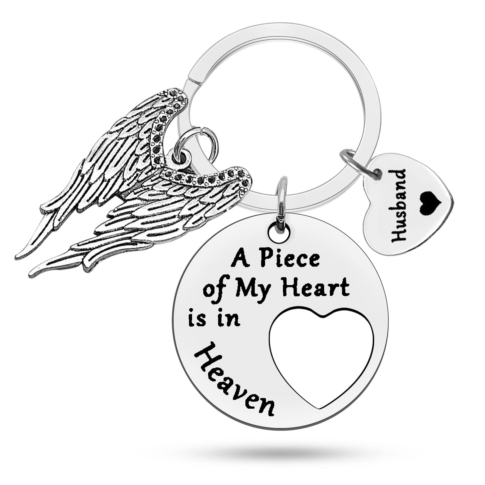 Heigebi In Memory Gifts of Husband Memorial Keychain Sympathy Gift for Loss of Loved 1 Jewelry Gifts Keyring Remembrance Keepsake Bereavement Grieving Condolences Present for Loss of fiance
