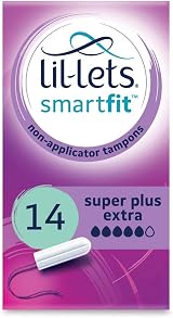Lil-Lets Non-Applicator Super Plus Extra Tampons 14 Count SmartFit Very Heavy