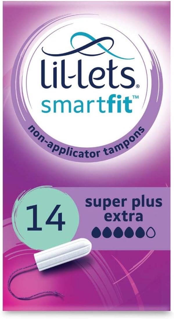 Lil-Lets Non-Applicator Super Plus Extra Tampons 14 Count SmartFit Very Heavy