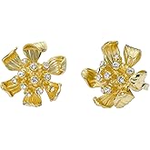 Ted Baker London Futura Furled Flower Stud Earrings for Women (Gold/Crystal)