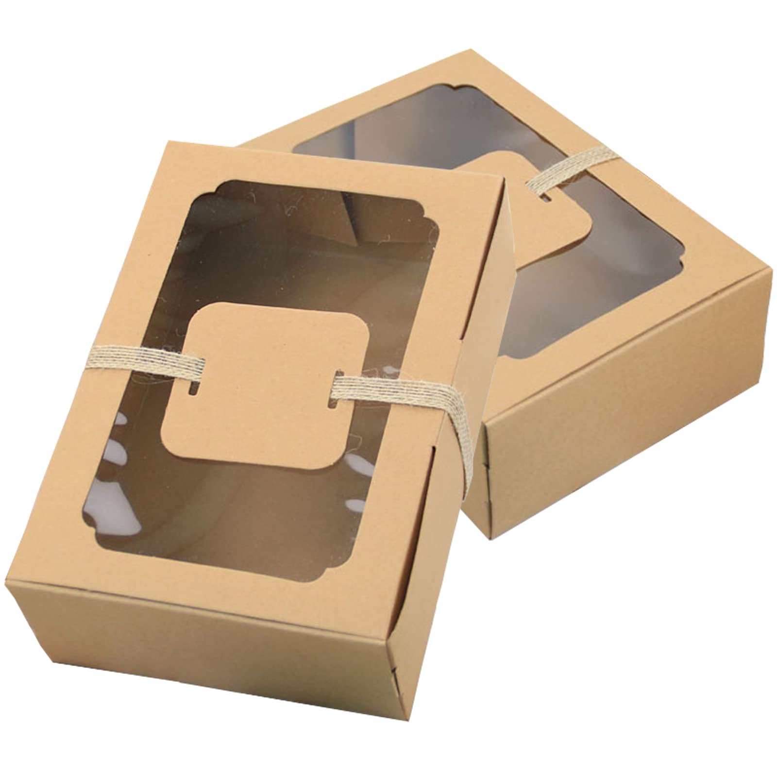 Allbusky 24PCS Paper Bakery Boxes with Window, Cake Boxes, Paper Candy Boxes Treat Boxes for Biscuits Cookies Desserts Pastries Chocolates Handicrafts Christmas Baby Shower Wedding Party Favors — image 1