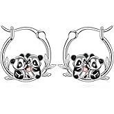 S925 Sterling Silver Poodle/Ferret/Fox/Axolotl/Yorkie/Panda/Orchid Hoop Earrings Cute Animal Jewelry For Women Man Christmas Gift