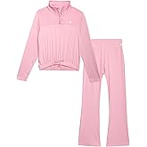 RBX Girls Sweatsuit Set - 2 Piece Pullover Hoodie or Quarter Zip Long Sleeve Tops and Girls Flare Leggings (Sizes 7-12)