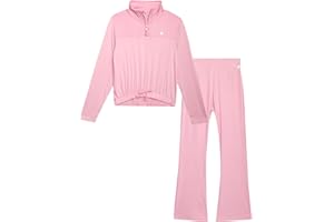 RBX Girls Sweatsuit Set - 2 Piece Pullover Hoodie or Quarter Zip Long Sleeve Tops and Girls Flare Leggings (Sizes 7-12)