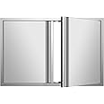 BBQ Access Double Doors 36Wx24H, Flush Mount Stainless Steel Outdoor Kitchen Door with Recessed Handle for Outside Cabinets and BBQ Island