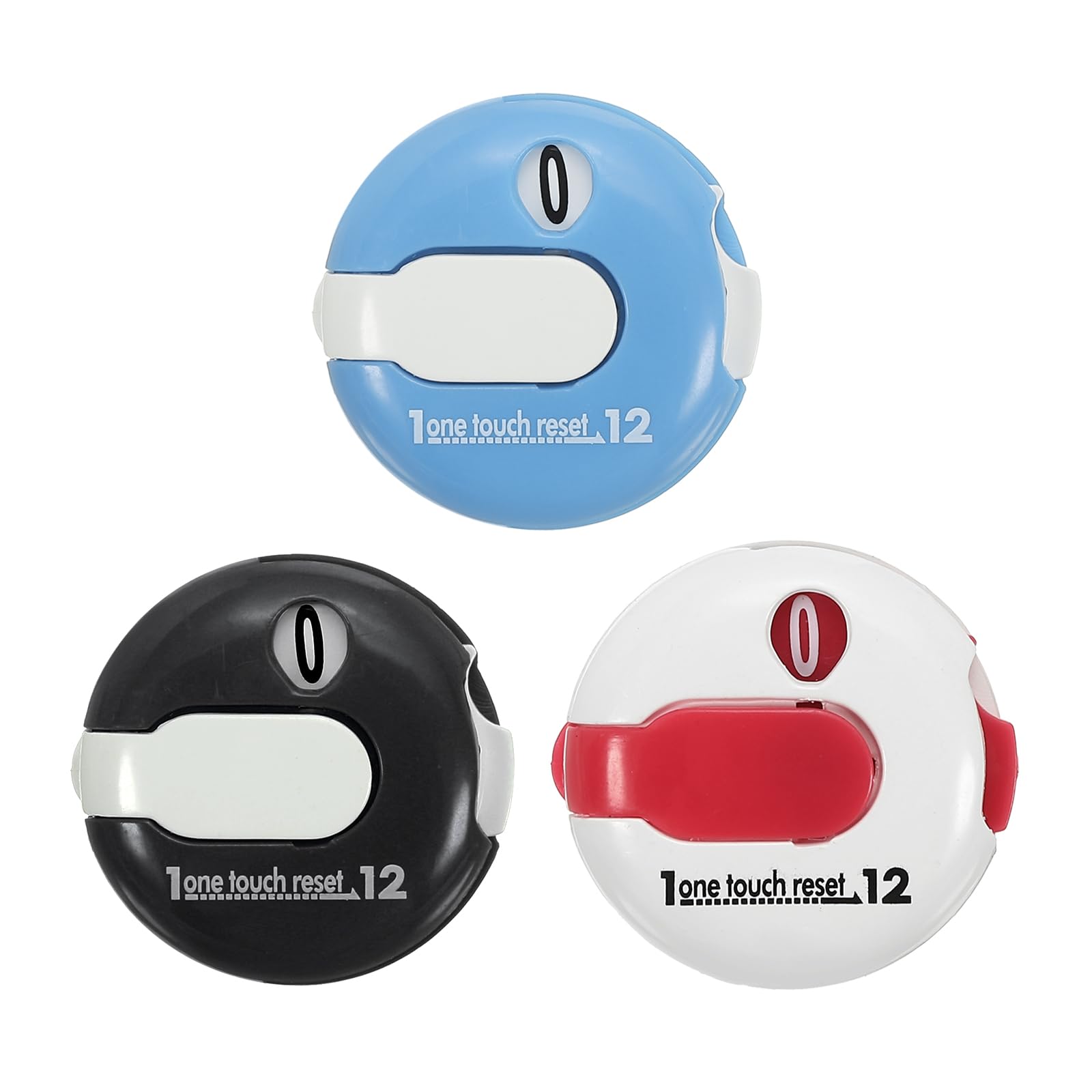 PATIKIL Golf Score Counter, 3 Pack Mini Golf Shot Stroke Attachment Counter Clicker Clip for Golfers Glove Bag Hat, Black White/White Pink/Sky Blue White