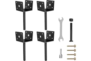 QZER 4x4 Post Base for Concrete 4 Pack, 13-GA Steel U Shape Fence Post Holder, Heavy Duty Rust-Proof Black Powder Coated Fence Post Anchor Base for Pavilion Porch Railing Pergola Support Deck