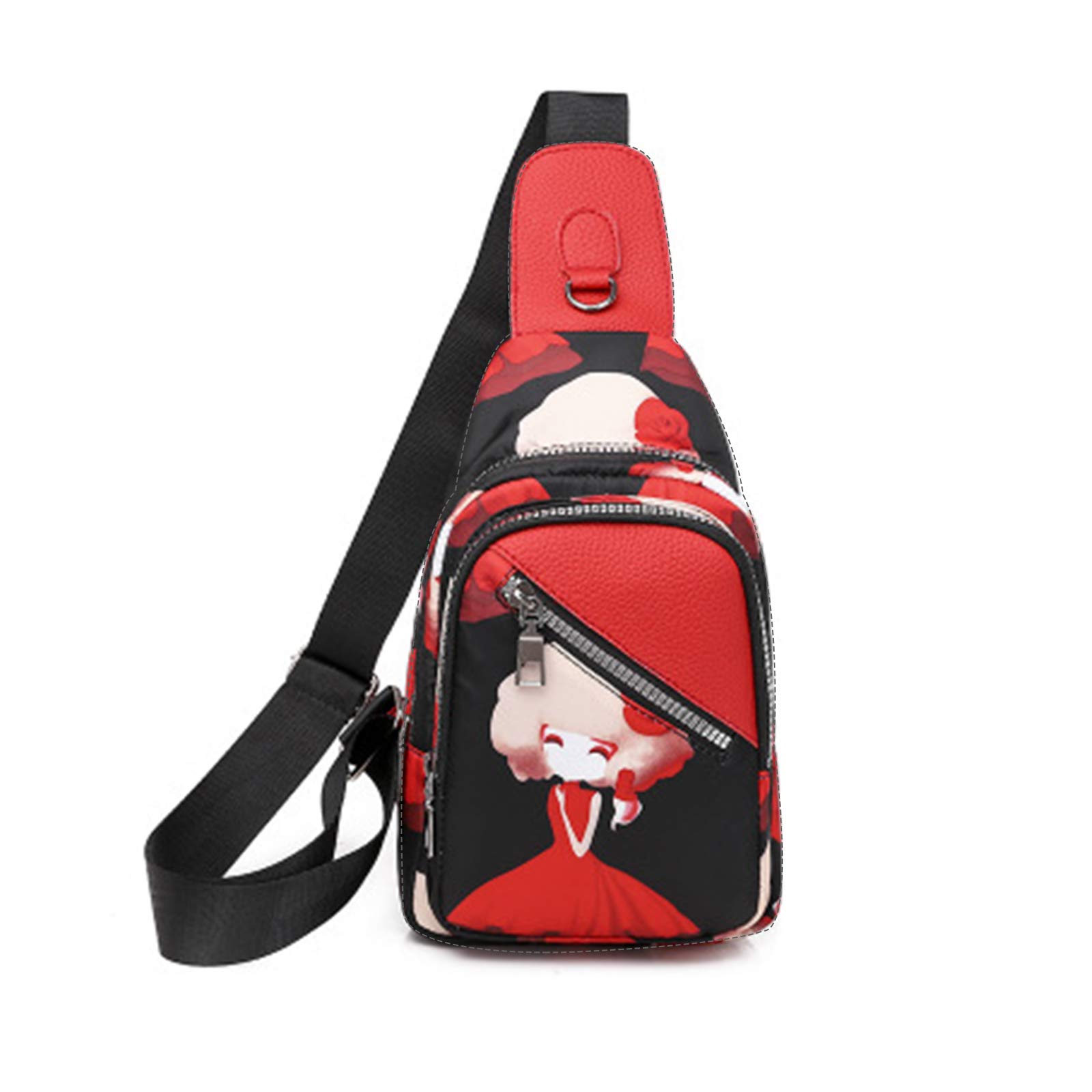 FANDARE Women Sling Bag Fashion Shoulder Crossbody Backpack Girl Chest Bag Lady Shoulder Bag Sport Gym Outdoor Hiking Daypacks Durable Oxford Cloth Little Girl