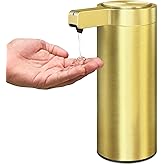 Mamiddle Automatic Soap Dispenser Stainless Steel with Sensor Infrared Soap Dispenser Electric IPX5 Waterproof USB-C Charging Motion Sensor for Kitchen & Bathroom (Gold)