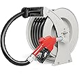 Fuel Hose Reel, 1" x 33' Retractable Fuel Hose Reel, 300 PSI Diesel Hose Reel Heavy-duty Steel Construction with Refueling Nozzle, Diesel Fuel Hose Reel Used for Aircraft Ship Vehicle Tanker Truck