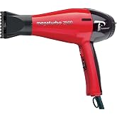 Turbo Power Megaturbo 2500 Red Hair Dryer + M Hair Designs Hot Blow Attachment (Bundle) &ndash; Professional Salon Performance, Powerful Airflow, Lightweight, Durable