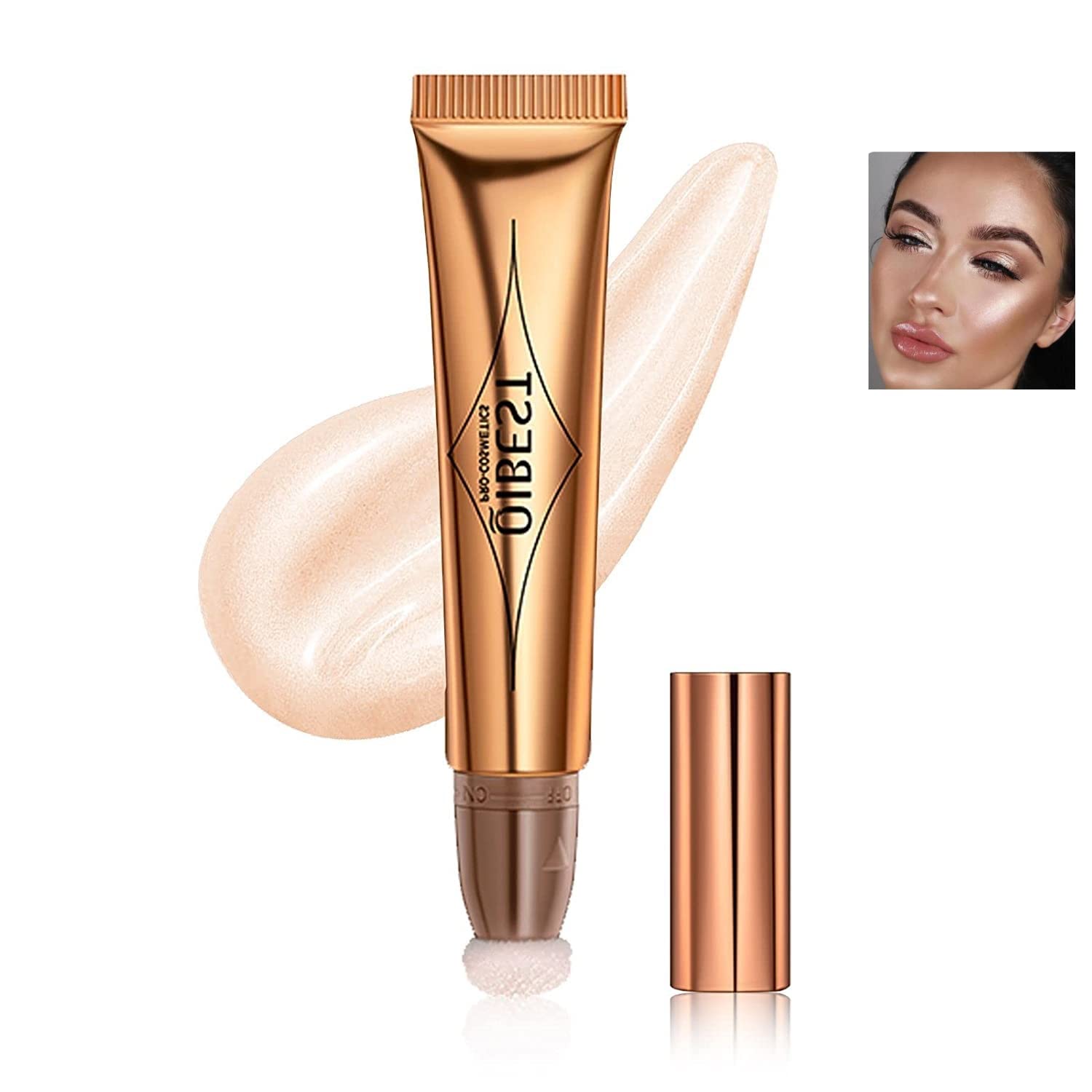 Contour Beauty Wand, Liquid Face Concealer Contouring with Cushion Applicator, High Coverage Natural Matte Finish Highlighter Bronzer Stick Super Silky Cream Face Blush Illuminator Makeup Stick (4#)