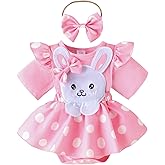 BeQeuewll Newborn Baby Girl Easter Outfit Bunny Infant Lace Romper Dress Sleeveless Tutu Skirt Bodysuit Easter Summer Clothes