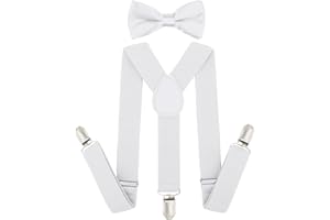 Kanfouaela Kid's Suspenders and Bowtie Set - Fits Child Boys & Girls, 6 Months to 7 Years, Perfect for Daily Wear & Events
