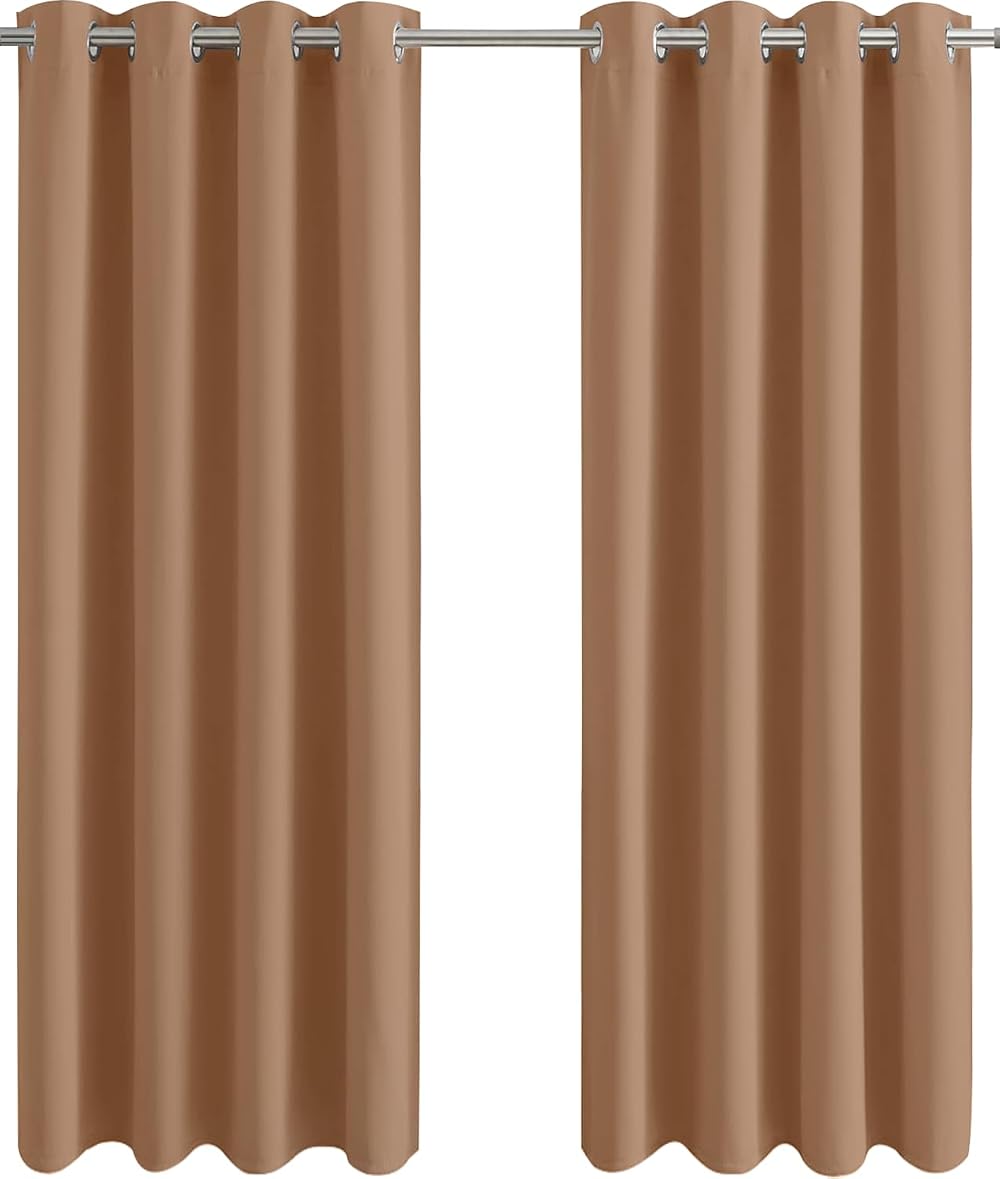Aspire Homeware Blackout Curtains 66x90 Beigegrey Thermal Eyelet Two Panel