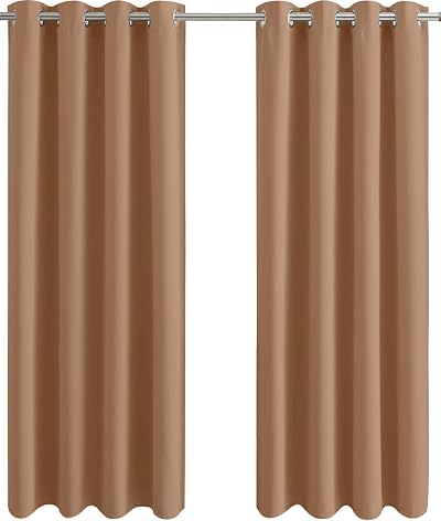 Aspire Homeware Blackout Curtains 66x90 Beigegrey Thermal Eyelet Two Panel
