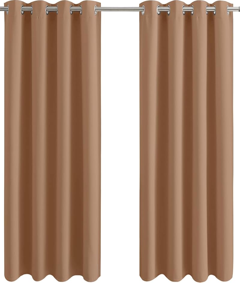 Aspire Homeware Blackout Curtains 66x90 Beigegrey Thermal Eyelet Two Panel