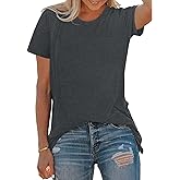 BLACKOO Women's Basic Crewneck Tee Solid Color T Shirts Short Sleeve Summer Tops