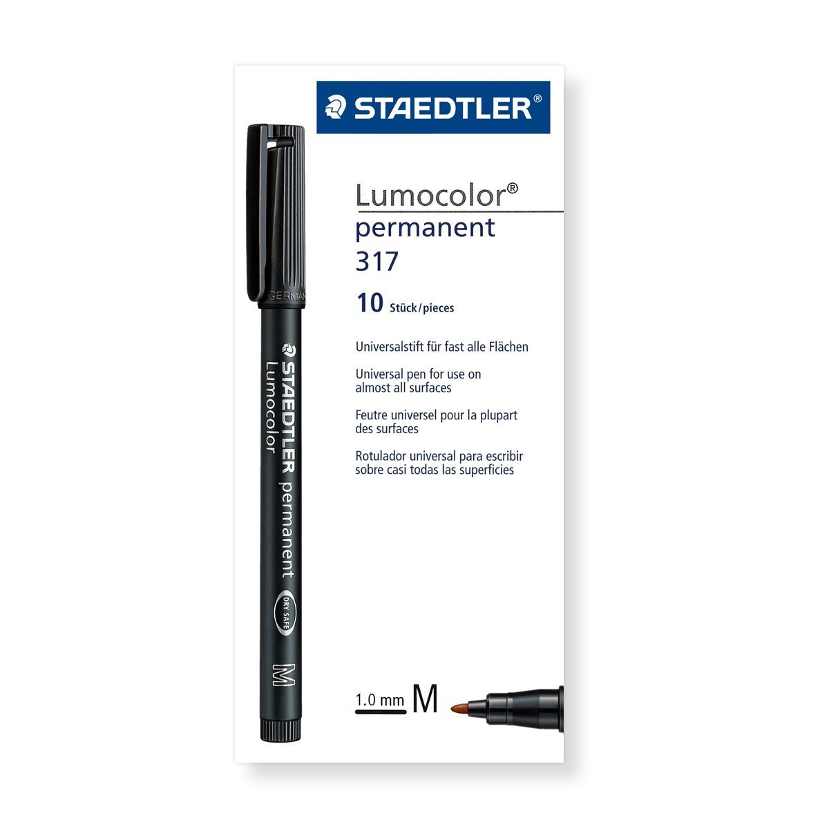 Staedtler Lumocolor 317-7 Permanent Marker Brown Line Width Approx. 1.0 mm Smudge-proof and Waterproof Made in Germany Long Service Life 10 Brown Universal Pens in Cardboard Case