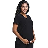 Maternity Scrub Top - V-Neck Shirt, Workwear Pregnancy Scrubs with 2 Pockets, Adjustable Side Panels