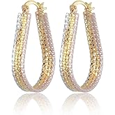 Colorful Mixed Color Earrings Hoop for Women Tritone Unique Lightweight Teardrop Hoop Earring Simple Huggie High Polished Statement Jewelry Gift