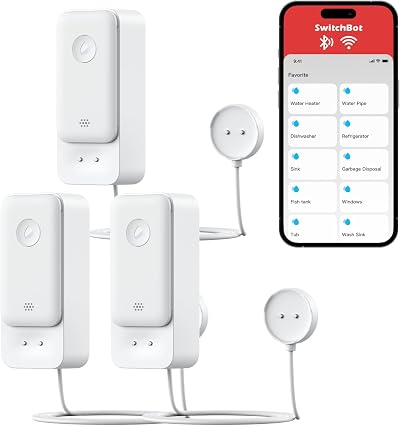 SwitchBot WiFi Water Sensor 3Pack No Hub Required 100dB IP67 1m Probe