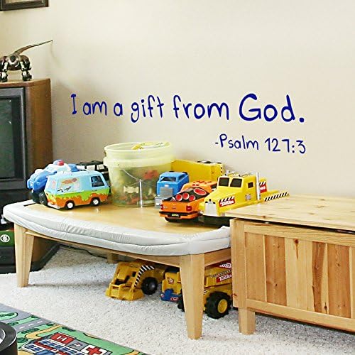 Vinyl Wall Word Sticker - I am a gift from God Psalm 127:3 (22x4" White)