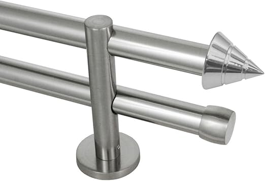Dekobase Vorhang Gardinenstange Metall Korsika Wand Montage 2 Laufig Komplett Set 20 Mm O Edelstahl Optik 360 Cm Amazon De Kuche Haushalt