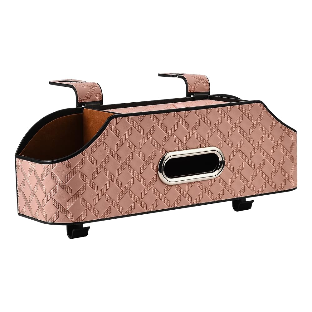 JSCARLIFE Car Headrest Backseat Organizer with Cup Drink Holder,Backseat Storage Box and Cell Phone Holders Car Headrest Rear Seat Multifunctional Storage Box for Kids, Travel, And Road Trips (Pink)