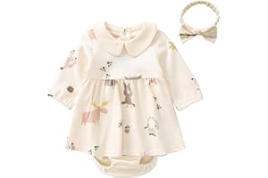 pureborn Baby Toddler Girl Dress with Bloomer Short and Long Sleeve Playwear Dress with Diaper Cover