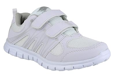 girls white velcro trainers