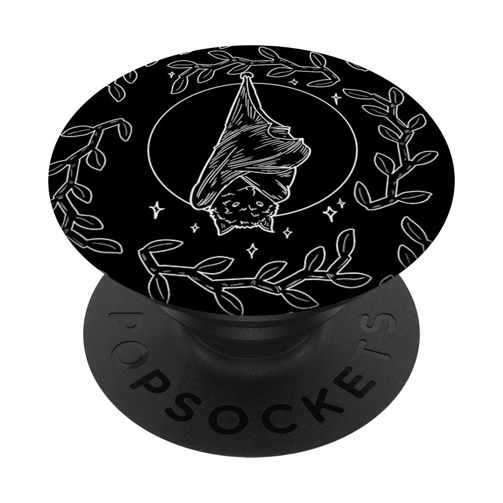 Moon Bat Line Retro Vampiric Dark Dwellers Goth Lover Gift PopSockets PopGrip: Swappable Grip for Phones & Tablets