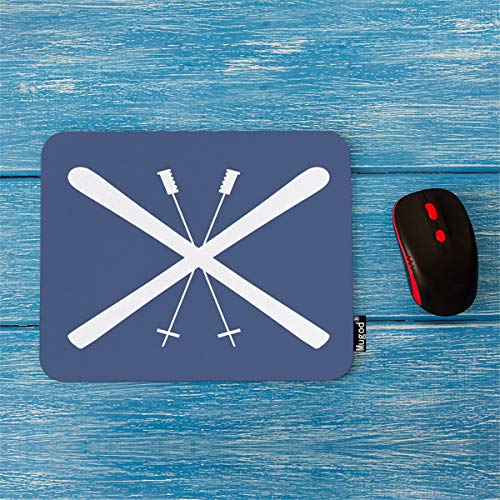 Mugod Mousepad Skiing Skis Navy Live Print Anti-Slip Natural Rubber Gaming Mouse Pad Rectangle Mouse Pads for Computers Laptop 7.9x9.5 Inches