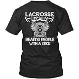Unique Lacrosse Beating People with Stick 100% Cotton T Shirt, Tee Gift