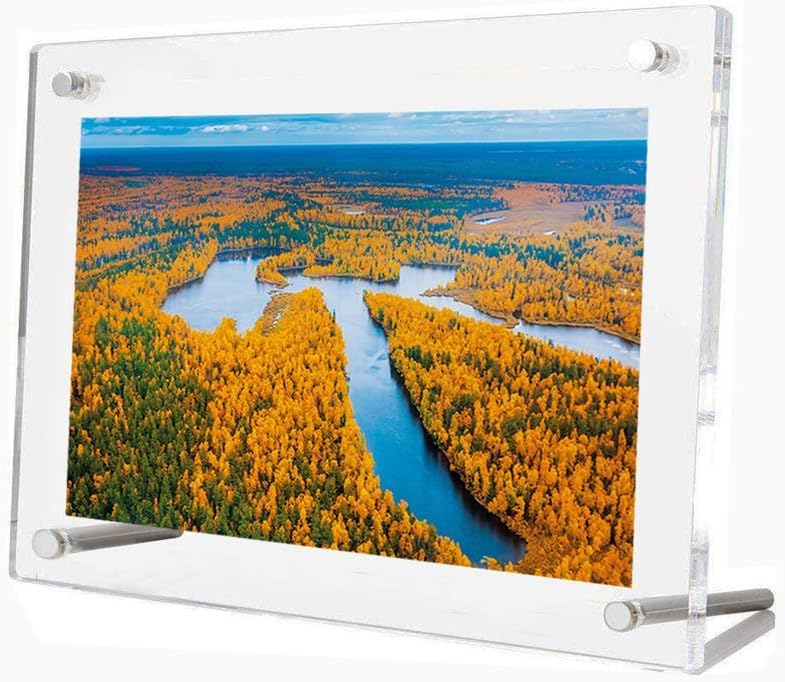 Photo 1 of Missartist Frameless Tabletop Floating Photo Frames?Clear Acrylic Picture Frame Desktop Free Standing (11x14(full frame size 12.6x15.4))