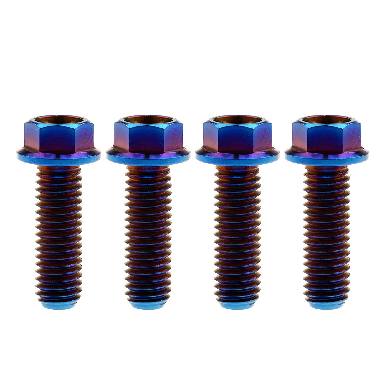 Wanyifa Titanium Hex Small Flange Head Bolt M8 15 20 25 30 35 40 45 50 55 60 65mm x1.25mm Pack of 4 (M8x25mm, Fire Blue)