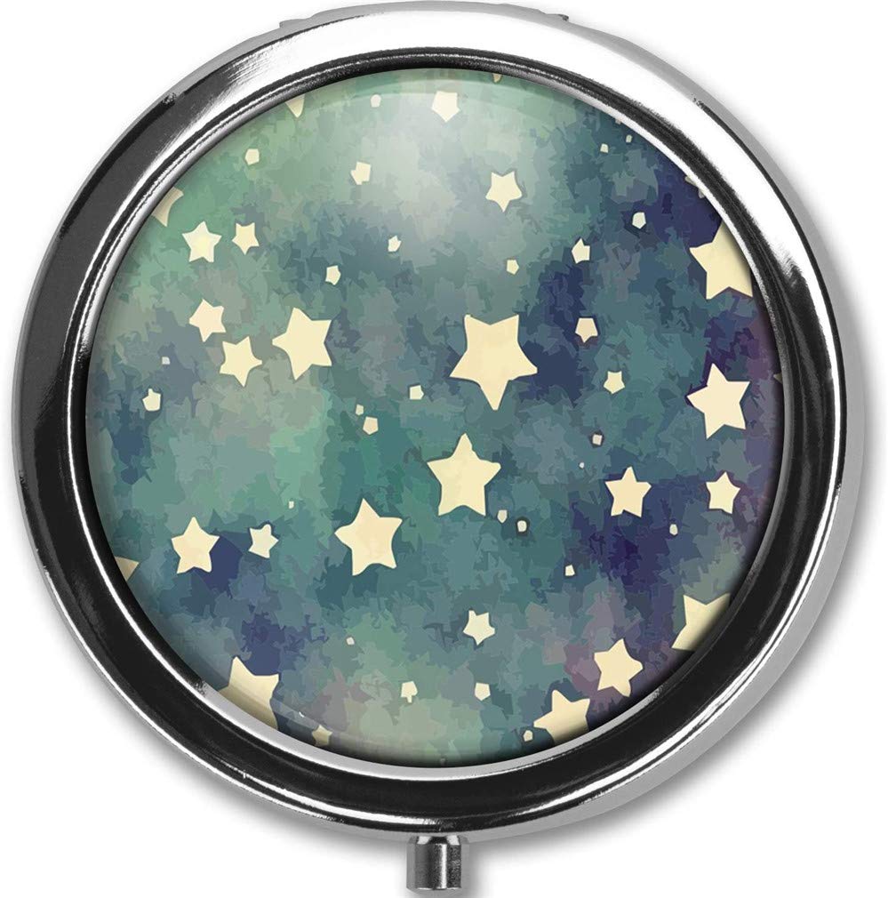 Ulalaza Round Medicine Box Portable Mini Metal Pill Case 2 inches Travel Little Pill Dispenser (3 Compartments)