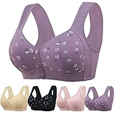 Daisy Bras for Older Women No Underwire Front Closure Comfort Senior Wireless Snap Closing Bra