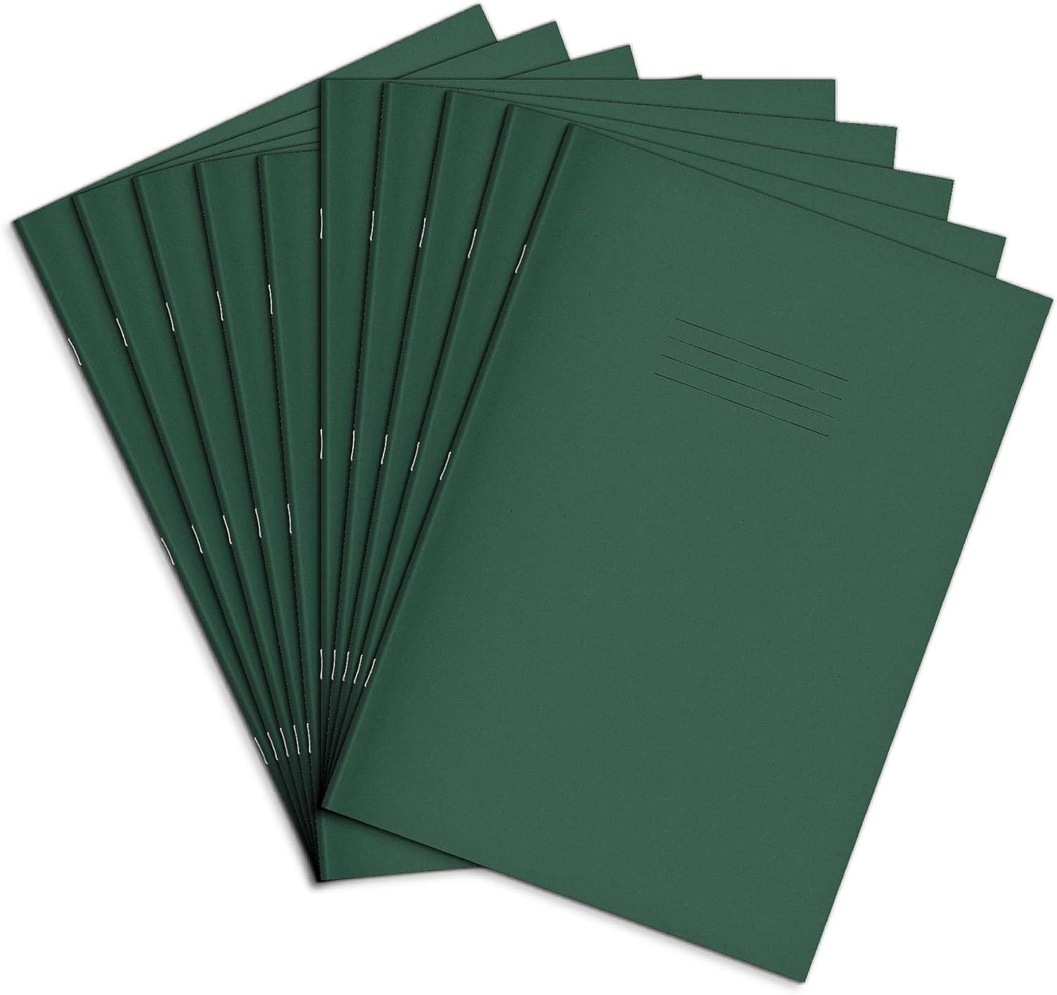 Rhino A4 Exercise Books, 80-Page / 8mm Lined with Margin Paper Notebook, 10-Pack, Office & School Stationery Supplies, Dark Green