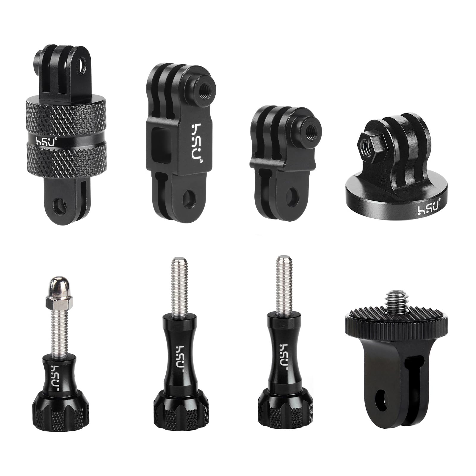 HSU Aluminum Camera Mount Kit for GoPro, Extension Arms for Hero 13/12/11/10/9/8/7/6/5/4/3, Camera Adapter for Insta 360 Cameras and Osmo Action