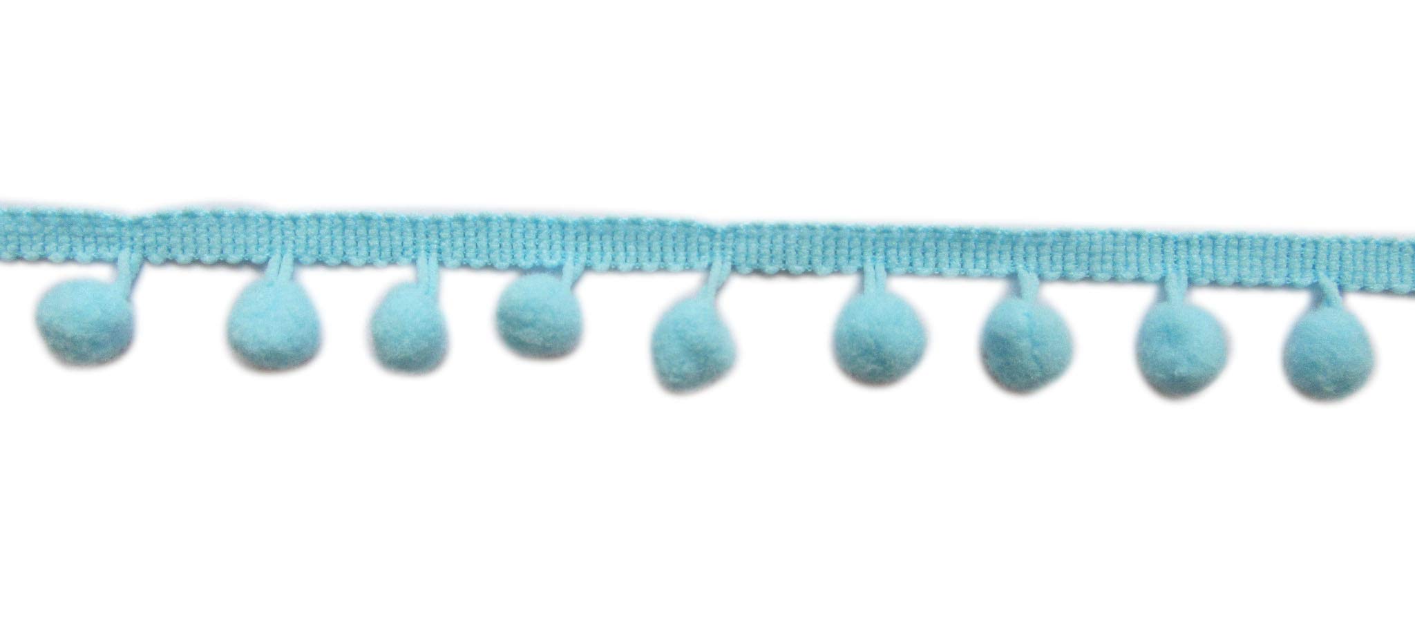 YCRAFT One Roll 18 Yards(16.5 Meters) Ball Fringe 7/8" Wide Pom Pom Trim Ribbon Sewing-Aqua