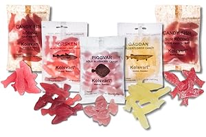 KOLSVART Swedish Candy Variety Pack, 4.2 oz Each – Sour Raspberry, Sour Blueberry, Classic Rasp Berry, Elderflower & Black Currant Blend (Pack of 5)