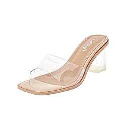 vivianly Womens Clear Heels Sandals Transparent