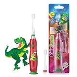 Brush‑Baby - KidzSonic Dinosaur Kids Electric Toothbrush for Ages 3+ with Disco LED Lights, Gentle Sonic Vibrations, 2-Minute Smart Timer & 30‑Second Pulse Reminders – AAA Battery Included