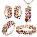 Bamoer Mother's Day Gift Mona Lisa Mutlicolor Swarovski Elements Crystal Fashion Jewelry Sets Earrings Necklace Bracelet and Ring for Women Girls Teen