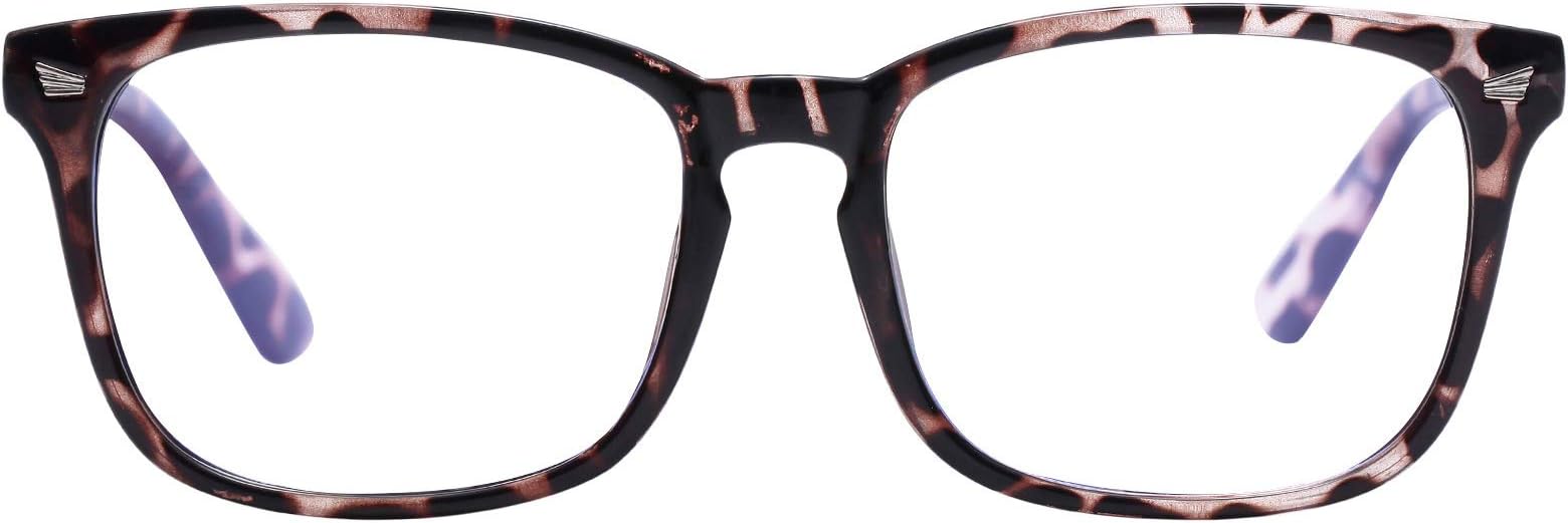 Various Blue Light Blocking Glasses Square Nerd Eyeglasses Frame Anti Blue Ray Computer Game Glasses (Leopard)