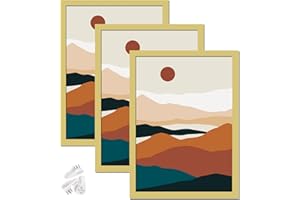 ijuerybai Gold 12x16 Picture Frame Set of 3, High Transparent Frame for 12 By 16 Photo Collage Canvas Poster Size Wall Mount and Tabletop Horizontally Vertically (Gold, 12 x 16 inches)